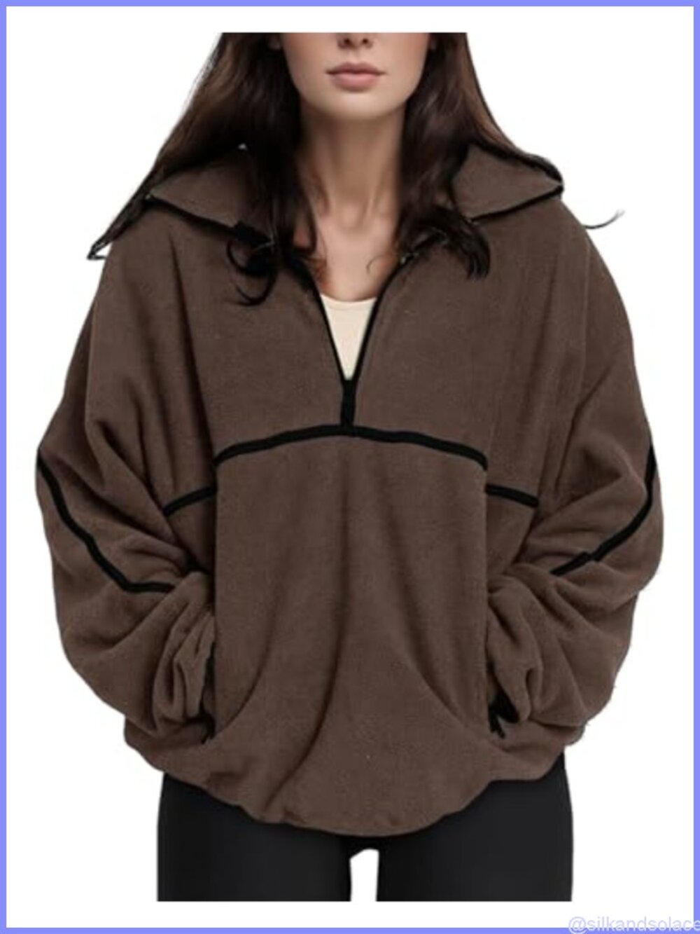Oversized Sherpa Fleece Quarter Zip Pullover Sweatshirt